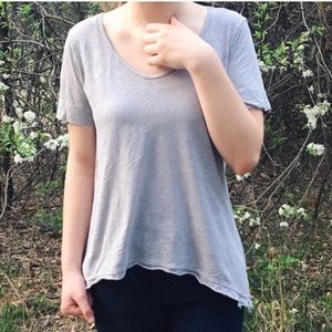 Anthropologie Left of Center Gray Top Raw Hem